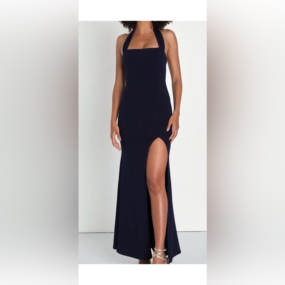 Lulu's Navy Halter Maxi Dress